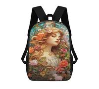 sinyumoney Floral Fantasy Woman Art Print -1 Backpack School Bag High Secondary School Bags Casual Backpack - Perfect for Travel, Work And Daily Use 17inch