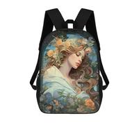 sinyumoney Floral Fantasy Woman Art Print -3 Backpack School Bag Travel College Rucksack Backpacks for Girl, Teen Girls 17inch