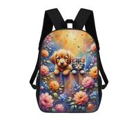 sinyumoney Floral Fence with Cute Puppy And Kitten Backpack School Rucksack Casual Daypacks School Work Travel Bag- Perfect for Travel, Work And Daily Use 17inch