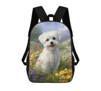 sinyumoney Floral Field Pup School Backpack Lightweight Schoolbag Dayback Bookbag College for Camping Outdoor Adventures And Daily Travel 17inch
