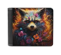 sinyumoney Floral Fox Portrait 3D Print Men's Wallet Holds Bills Credit Banknote Compartments Slim Elegant Purse Everyday Use 11.7cm*9.5cm