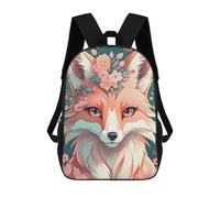 sinyumoney Floral Fox Portrait Kids Backpacks Children Bag,Anime Bag,Large Capacity Kids Backpack, 3D Printed Children's,Student Schoolbag,Kids Boys Girls School Bag 17inch