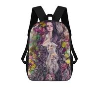 sinyumoney Floral Fusion Artistic Portrait School Bags Water Resistant School Bag Business Backpack for Boys/Girls/Teenagers 17inch