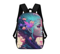 sinyumoney Floral Fusion Portrait -1 School Bag 3D Printed Backpacks Fashion Kids School Backpack Boys Rucksacks for Boys Middle School Students 17inch