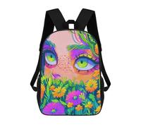 sinyumoney Floral Fusion Vibrant Artwork Backpack School Backpack Kids School Bag Large Capacity Kids Backpack for School Rucksack 3D Book Bag Gifts for Kids 17inch