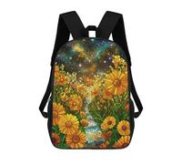 sinyumoney Floral Galaxy Stained Glass Art Backpacks Kids School Backpack School Bag 3D Printed School Bag for Boys Elementary And Middle School Students 17inch