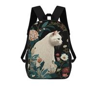 sinyumoney Floral Garden Cat Art Backpack School Bag Work Laptop Backpack Rucksack Bag for Boys/Girls/Teenagers 17inch