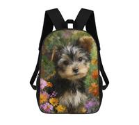 sinyumoney Floral Garden Pup School Backpack Fashion Stationery Backpack Waterproof Casual Daypacks for Men/Women 17inch