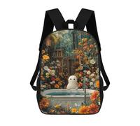 sinyumoney Floral Ghost Bathtube Rucksack Water Resistant School Bag Business Backpack for Men, Women & Teenage Boys 17inch