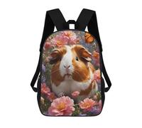sinyumoney Floral Guinea Pig Paradise Backpacks, Kids Backpack Student School Bag 3D Printed Travel Backpacks Fashion Accessory Backpack Children Waterproof School Bags 17inch