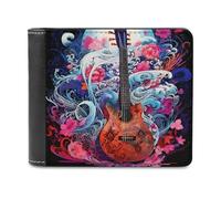 sinyumoney Floral Guitar Harmony -2 3D Print Men's Wallet Slots ID Window RFID Blocking Stylish Slots Note Section Leather Wallet 11.7cm*9.5cm