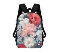 sinyumoney Floral Harmony in Pink And White Backpack Kids School Bag Boys Cartoon 3D Print Students Schoolbag Laptop Daypack for Boys Girls 17inch