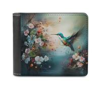 sinyumoney Floral Harmony with Hummingbird 3D Print PU Leather Wallet Use Holds Bills RFID Blocking Stylish Durable Purse Craftsmanship Gifts 11.7cm*9.5cm