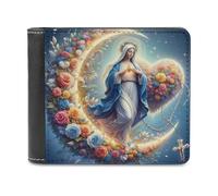 sinyumoney Floral Heart with Virgin Mary 3D Print Clutch Purse Holds Bills Credit RFID Blocking Minimalist Style Wallets Gifts 11.7cm*9.5cm
