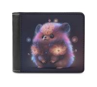 sinyumoney Floral Hedgehog Illustration 3D Print PU Leather Wallet Slots ID Window RFID Blocking Stylish Slots Note Section Purse Youth Guys 11.7cm*9.5cm