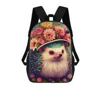sinyumoney Floral Hedgehog Portrait School Backpack Water Resistant Computer Rucksack for Teenage Girls Boys Women Men 17inch