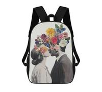 sinyumoney Floral Kiss Collage Backpack School Daypacks Business Backpack Water Resistant Bookbag for Girls Boys Teenage 17inch