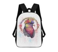 sinyumoney Floral Lory Bird Painting School Backpack Lightweight Airport College Students Back Pack for Girls Boys Teenage 17inch