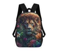 sinyumoney Floral Male Lion Kids School Backpack 17 Inch School Bag 3D Printed School Bag for Boys Elementary And Middle School Students