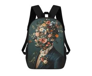 sinyumoney Floral Man Portrait Abstract Mental Roses Backpack School Large Water Resistant Laptop Backpack for Teenage Girls Boys Women Men 17inch