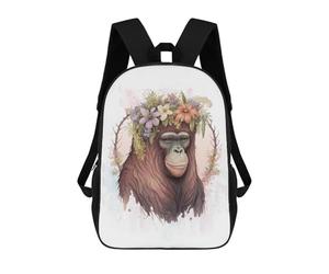 sinyumoney Floral Orangutan Painting Backpack School Bag Business Durable Laptop Bag- Perfect for Travel, Work And Daily Use 17inch