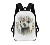 sinyumoney Floral Panda Bear Painting Backpack School Bag Large Lightweight Casual Backpack for Campus Outdoor Travel Sports 17inch