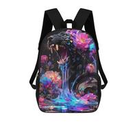 sinyumoney Floral Panther Fury Backpack with Pocket 3D Printed Backpacks, Travel Rucksacks Book Bags Kids School Bag 17inch