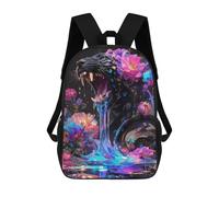 sinyumoney Floral Panther Fury Children’s Backpack Girls Boys, 17 Inch Rucksack Bag, Daypack, Primary School, Perfect for Back to Kids