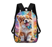 sinyumoney Floral Paradise with Cute Puppy Backpack School Bag Large Lightweight Casual Backpack for Campus Outdoor Travel Sports 17inch