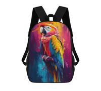 sinyumoney Floral Parrot Painting School Backpack Lightweight Schoolbag Dayback Bookbag College for Teenage Girls Boys Women Men 17inch