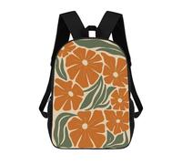 sinyumoney Floral Pattern with Orange Flowers And Leaves Backpack School Lightweight Casual Daypack School Backpacks for Men, Women & Teenage Boys 17inch