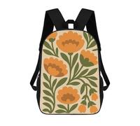 sinyumoney Floral Pattern with Orange Flowers Children's School Backpack Fashion Casual Children's Backpacks 3D Printed School Bags Boy Large Backpack 17inch