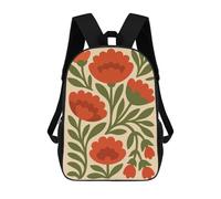 sinyumoney Floral Pattern with Red Flowers Backpack School Bag School Secondary High School College Backpack Travel for Teenage Girls Boys Women Men 17inch