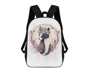 sinyumoney Floral Pet Skunk Cute Art Backpack School Daypacks Business Backpack Water Resistant Bookbag for Girls Boys Teenage 17inch