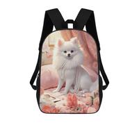 sinyumoney Floral Pomeranian Portrait 3D Printed Children's School Backpack for Kids High Capacity Travel Rucksacks Book Bags Kids School Bag Back Pack 17inch