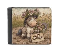 sinyumoney Floral Pony Greeting 3D Print Clutch Purse Credit Card Slots Leather RFID Banknote Compartments Soft Convenient Purse 11.7cm*9.5cm