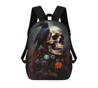 sinyumoney Floral Raven Skull Backpacks 3D Printed Kids School Backpack Outdoor Casual Daypack Fashion Casual Children Backpacks Cute Travel Bags 17inch