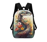 sinyumoney Floral Serpent Art Print Backpack School Bag Lightweight Casual Daypack School Backpacks for Teenage Girls Boys Women Men 17inch