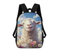 sinyumoney Floral Sheep Portrait 3D Printed 17inch Kids School Backpack School Bag Fashion Rucksacks for Boys Elementary And Middle School Students