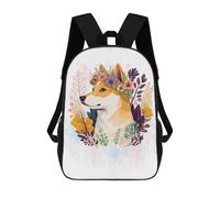 sinyumoney Floral Shiba Inu Dog Art Backpack School Bag Lightweight Airport College Students Back Pack for Teenage Girls Boys Women Men 17inch