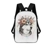 sinyumoney Floral Siberian Husky Dog Rucksack Computer Rucksack for School/Work/Travel for Camping Outdoor Adventures And Daily Travel 17inch