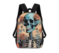 sinyumoney Floral Skeleton Pop Art 7 Backpacks, Kids Backpack Student School Bag 3D Printed Travel Backpacks Fashion Accessory Backpack Children Waterproof School Bags 17inch