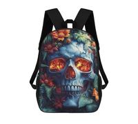 sinyumoney Floral Skull Backpack Kids School Backpack School Bag 3D Printed Fashion School Bag for Boys Elementary And Middle School Student 17inch