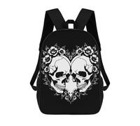 sinyumoney Floral Skull Heart Children's School Backpack 3D Printed for Kids Travel Rucksacks Book Bags for Boys Elementary School Students 17inch