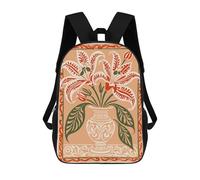 sinyumoney Floral Still Life with Vase Children's Backpack, 17 Inch 3D Printed School Backpack, Backpack Cartoon Adjustable School Bag for Primary School