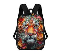 sinyumoney Floral Tiger Portrait Backpack School Water Resistant Computer Rucksack for Men/Women 17inch