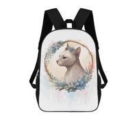 sinyumoney Floral Tonkinese Cat Art Rucksack Lightweight Airport College Students Back Pack- Perfect for Travel, Work And Daily Use 17inch