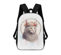 sinyumoney Floral Turkish Angora Cat Backpack School Lightweight Airport College Students Back Pack for Campus Outdoor Travel Sports 17inch