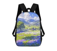 sinyumoney Floral Valley with Mountains Children's Backpacks School Backpack 3D Printed for Kids Travel Rucksacks Book Bags Kids 17inch School Bag