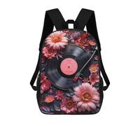 sinyumoney Floral Vinyl Melodies Backpack School Daypacks Business Backpack Water Resistant Bookbag for Teenage Girls Boys Women Men 17inch